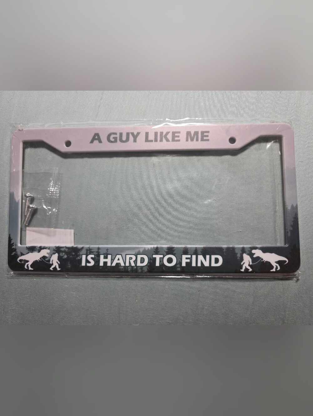 Bigfoot and T-Rex Novelty License Plate Frame